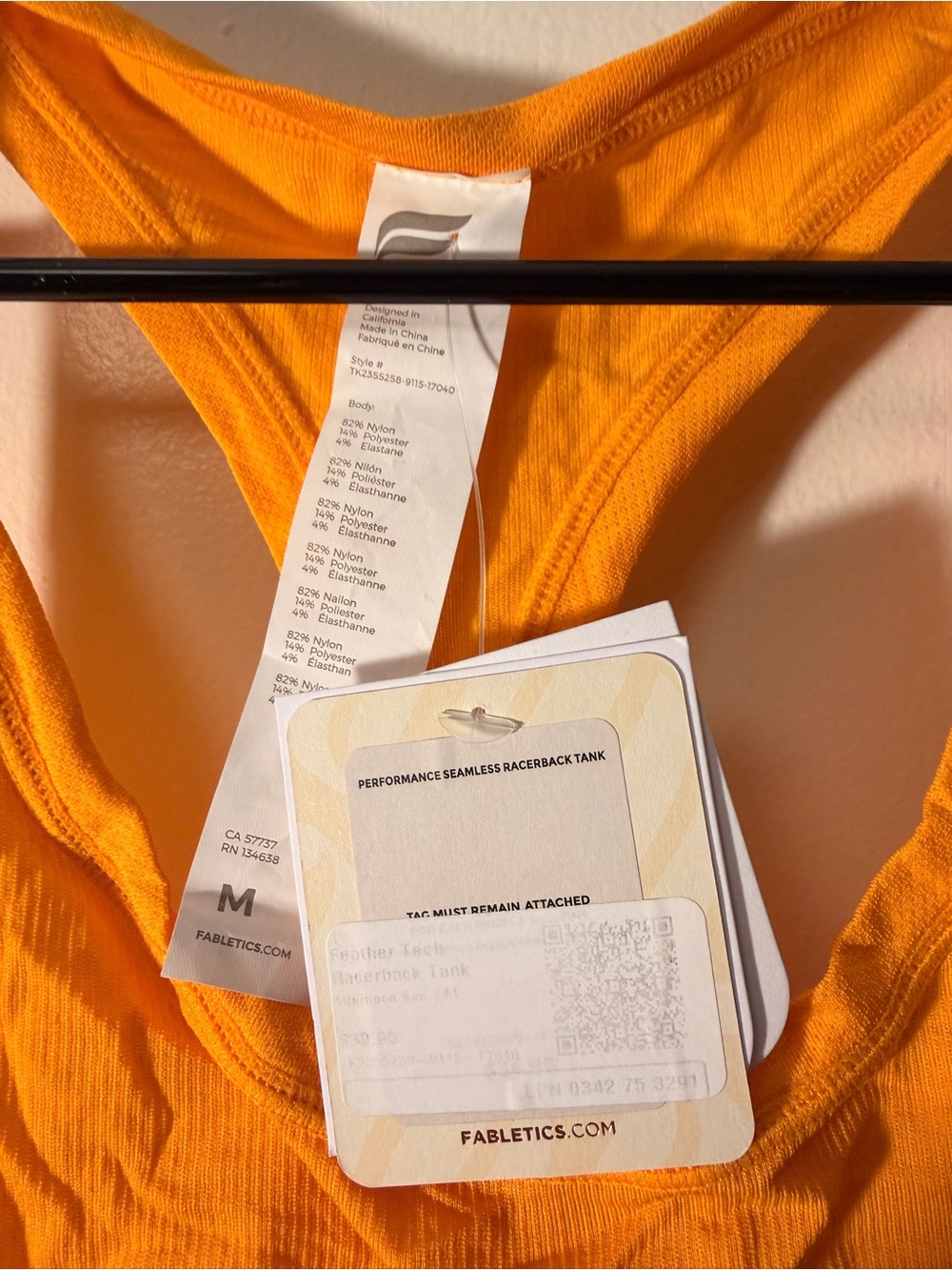 Fabletics Bright Orange Racerback Tank - Picture 2 of 3